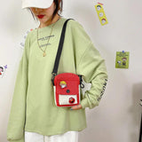 Canvas Small Square Handbag Shoulder Bag Letter Printed Crossbody Bag