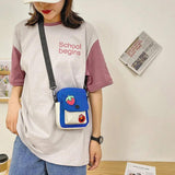 Canvas Small Square Handbag Shoulder Bag Letter Printed Crossbody Bag