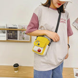 Canvas Small Square Handbag Shoulder Bag Letter Printed Crossbody Bag