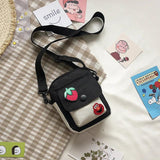 Canvas Small Square Handbag Shoulder Bag Letter Printed Crossbody Bag