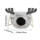 Women's Christmas Elk Soft Faux Fur Crossbody Handbag Fluffy Shoulder Bag