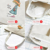 Canvas Tote Shoulder Bag Large Capacity Shopper Zipper Handbag