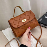 Striped Small Square Bag PU Leather Ladies Shoulder Handbag