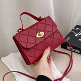 Striped Small Square Bag PU Leather Ladies Shoulder Handbag