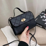 Striped Small Square Bag PU Leather Ladies Shoulder Handbag
