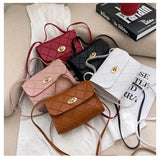 Striped Small Square Bag PU Leather Ladies Shoulder Handbag