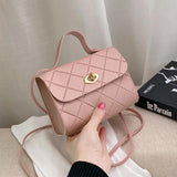Striped Small Square Bag PU Leather Ladies Shoulder Handbag