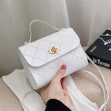 Striped Small Square Bag PU Leather Ladies Shoulder Handbag