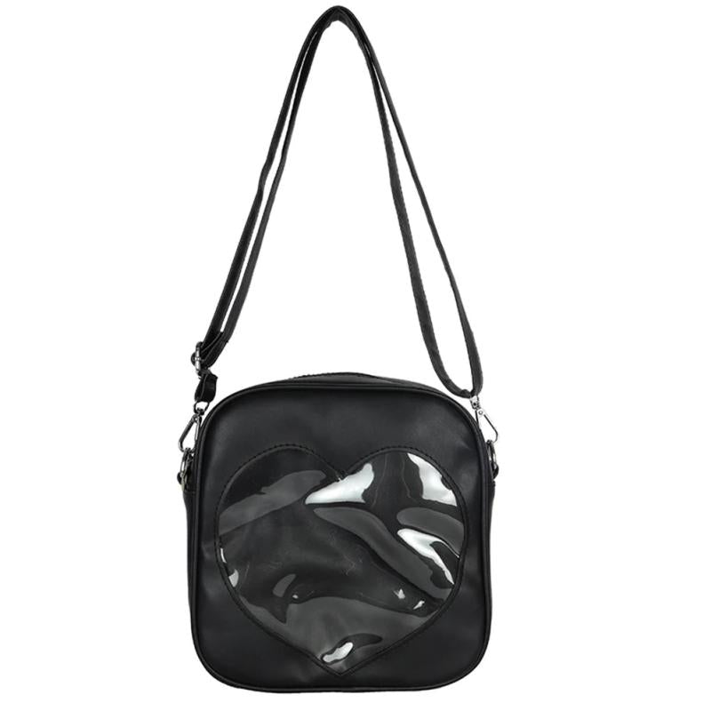 Women Heart Shape Crossbody Bag PU Leather Messenger Handbags