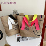 Large Capacity Tote Bag Handbags - Cotton/Linen Printed Casual Shopper