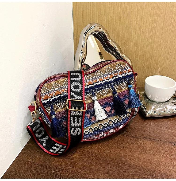 Vintage National Tassel Ethnic Handwoven Crossbody Bag