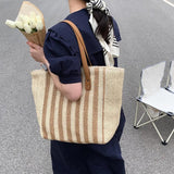 Straw Top-Handle Handbag Casual Large Capacity Women Shoulder Bag