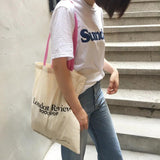 Bookstore Women's Canvas Shoulder Bag Retro Female Grocery Shopping Bag