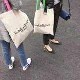 Bookstore Women's Canvas Shoulder Bag Retro Female Grocery Shopping Bag