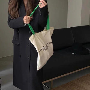 Bookstore Women's Canvas Shoulder Bag Retro Female Grocery Shopping Bag