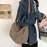 Canvas Shoulder Messenger Bag Large Capacity Houndstooth Women Handbags Totes Cl