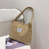 Corduroy Shoulder Bag Large Capacity Canvas Handbag