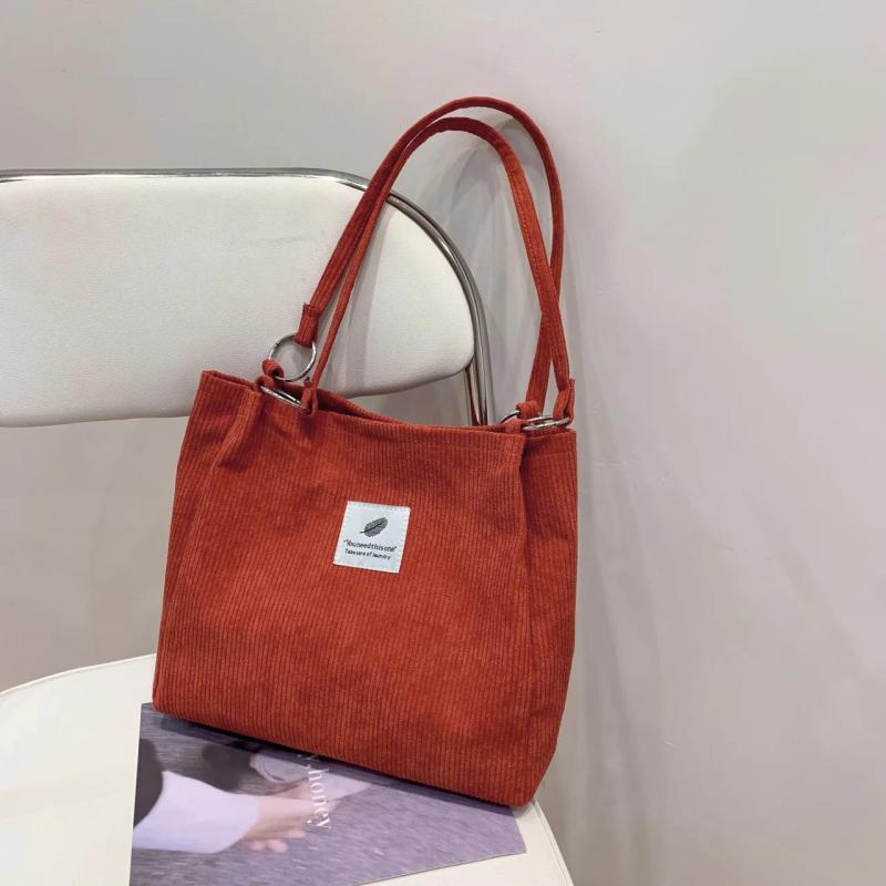 Corduroy Shoulder Bag Large Capacity Canvas Handbag