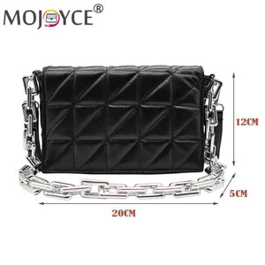 Leisure Ladies PU Leather Checker Shoulder Bag with Chain Strap