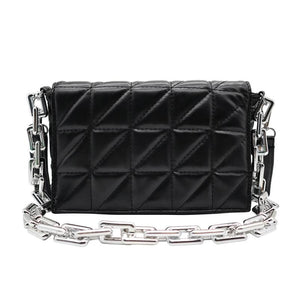 Leisure Ladies PU Leather Checker Shoulder Bag with Chain Strap