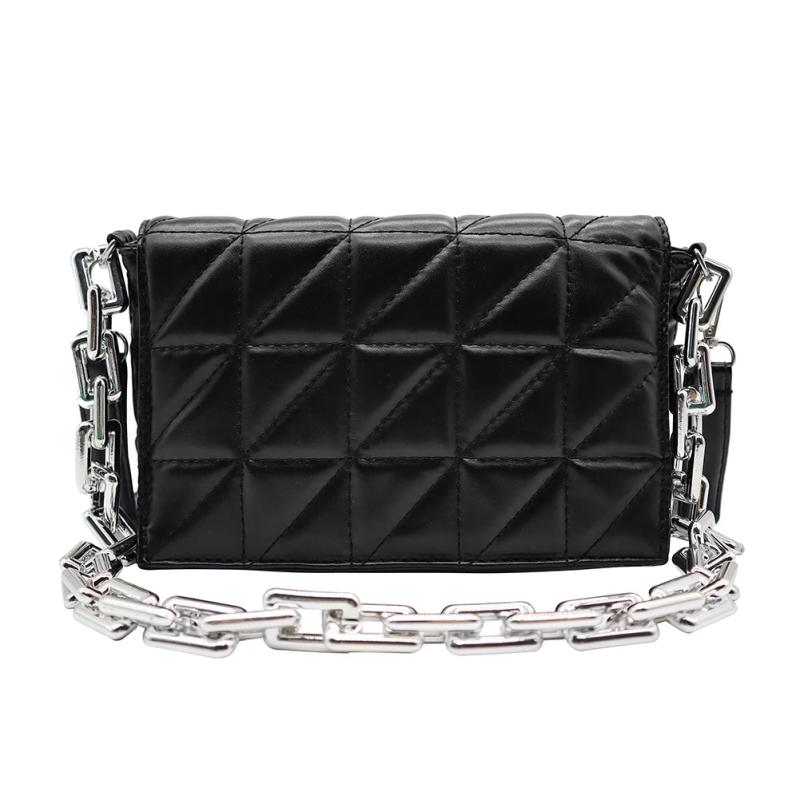 Leisure Ladies PU Leather Checker Shoulder Bag with Chain Strap