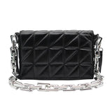 Leisure Ladies PU Leather Checker Shoulder Bag with Chain Strap