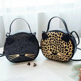 Vintage Cat Cartoon Print Shoulder Bag Small Purse
