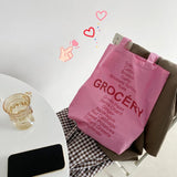 Pink Canvas Shoulder Bag Women Girls Casual Tote Handbags Large Capacity