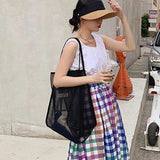 Wind Transparent Mesh Shopping Bag Large-capacity Portable Beach Bag