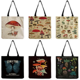 Cartoon Mushroom Printed Beach Shoulder Bag Eco Friendly Handbag