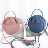Women Circular Messenger Bag Mini Round Handbag PU Leather Crossbody Bag