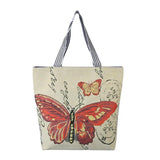 Women's Cartoon Embroidery Canvas Handbag Large Capacity Shopping Bag