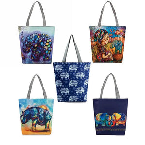 Miyahouse Canvas Shoulder Bag Female Tote Handbag Colorful Bird Print