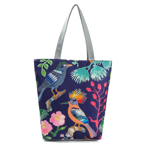 Miyahouse Canvas Shoulder Bag Female Tote Handbag Colorful Bird Print
