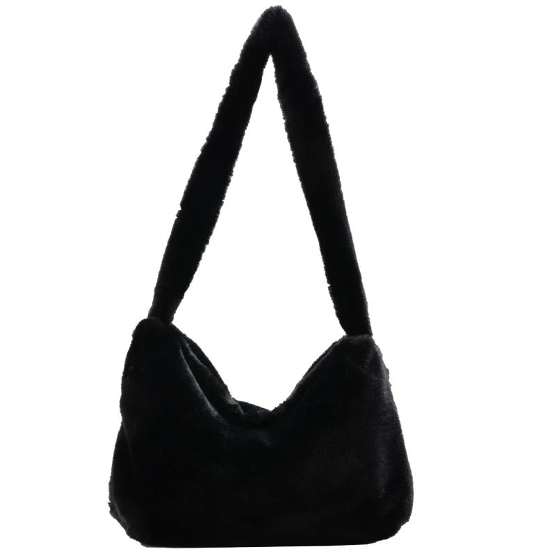 Plush Flower Pattern Shoulder Bags Faux Fur Handbag