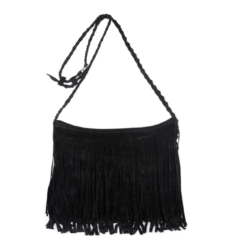 Tassel Zipper Crossbody Shoulder Bag Women Handbag Large Messenger Bag