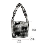 Women Shoulder Bag Bowknot Plaid Handbag Tote Bag