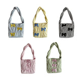 Women Shoulder Bag Bowknot Plaid Handbag Tote Bag