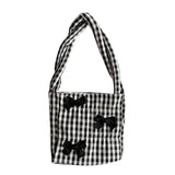 Women Shoulder Bag Bowknot Plaid Handbag Tote Bag