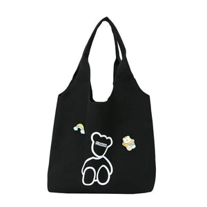 Large Capacity Reusable Shoulder Bag Soft Commuter Student Bolsos