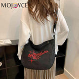 Casual Canvas Messenger Bag Large Capacity Embroidered Letters Crossbody Bags
