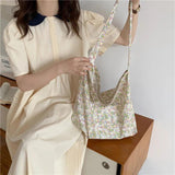 Floral Women Shoulder Bag Large Capacity Soft Cloth Handbag