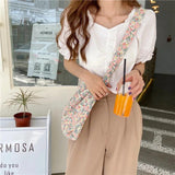 Floral Women Shoulder Bag Large Capacity Soft Cloth Handbag