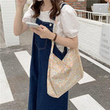 Floral Women Shoulder Bag Large Capacity Soft Cloth Handbag