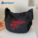 Canvas Underarm Bag Large Capacity Embroidered Letters Crossbody Bags