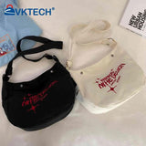 Canvas Underarm Bag Large Capacity Embroidered Letters Crossbody Bags