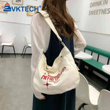 Canvas Underarm Bag Large Capacity Embroidered Letters Crossbody Bags