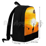 Giraffe And Sun In Africa Outdoor Hiking Backpack