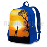 Giraffe And Sun In Africa Outdoor Hiking Backpack