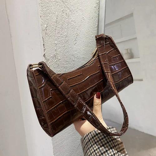 Crocodile Pattern Shoulder Bag for Women Ladies Underarm Bag PU Leather